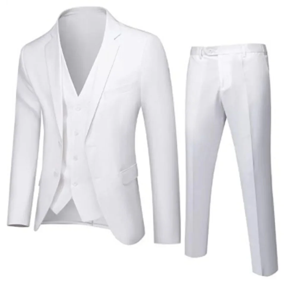 Costume XS-6XL (Blazer + gilet + pantalon), mode Business Gentleman Style italien, Slim, couleur unie, costume professionnel pour marié de mariage