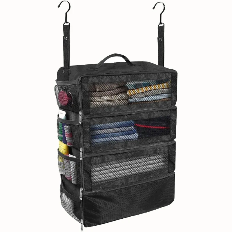 organisateur de valise, organisateur de bagages de voyage de grande capacité, étagère suspendue, emballage cube placard, sacs de rangement pliables suspendus