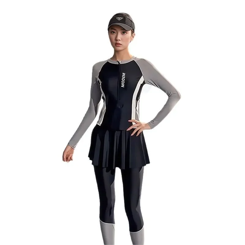 maillot de bain grande taille pour femme, nouveau style, micro gros mm, protection solaire, ensemble trois pièces, manches longues, pantalon long, sous marin s, 2025