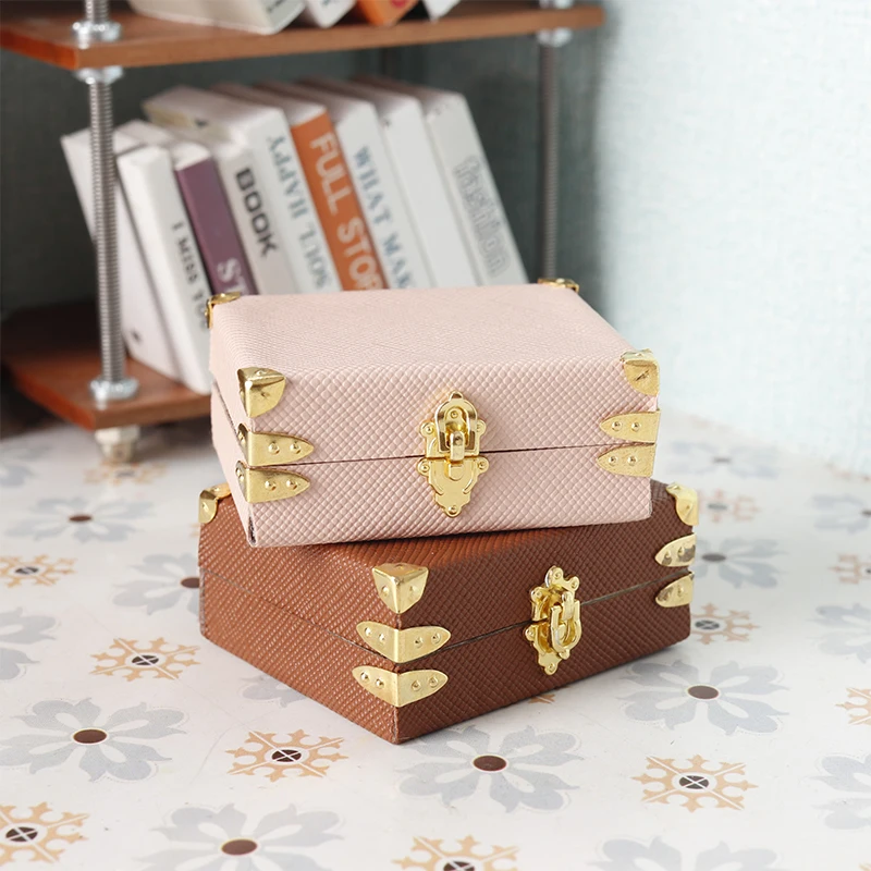 valise miniature pour maison de poupée 1:12, boîte à bagages en cuir vintage, boîte de rangement, modèle de maison, jouet de décoration, maison de poupée, micro scène, jouet de décoration