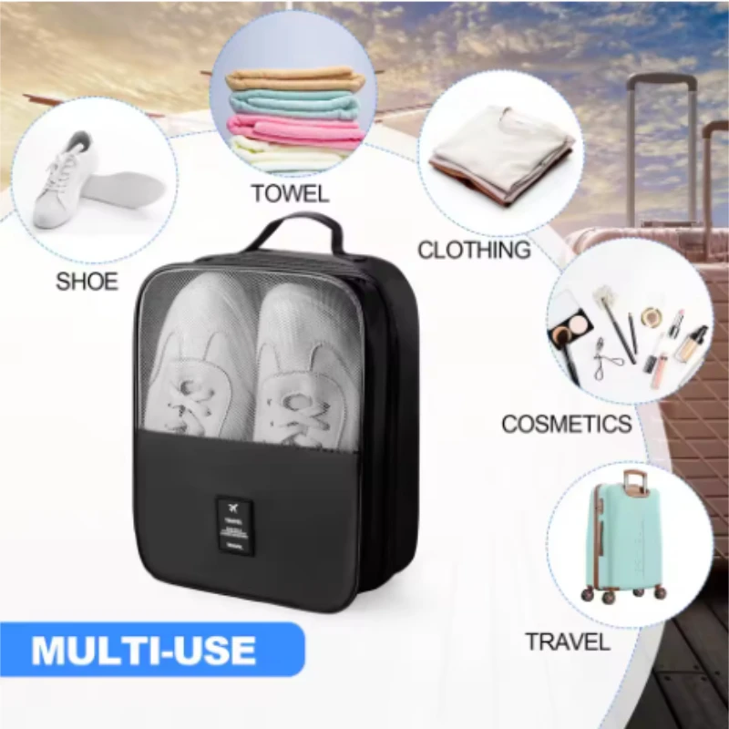 valises à 3 couches, fourre-tout, sac de rangement de chaussures de voyage portable avec fermeture à glissière, sac organisateur de chaussures multifonction