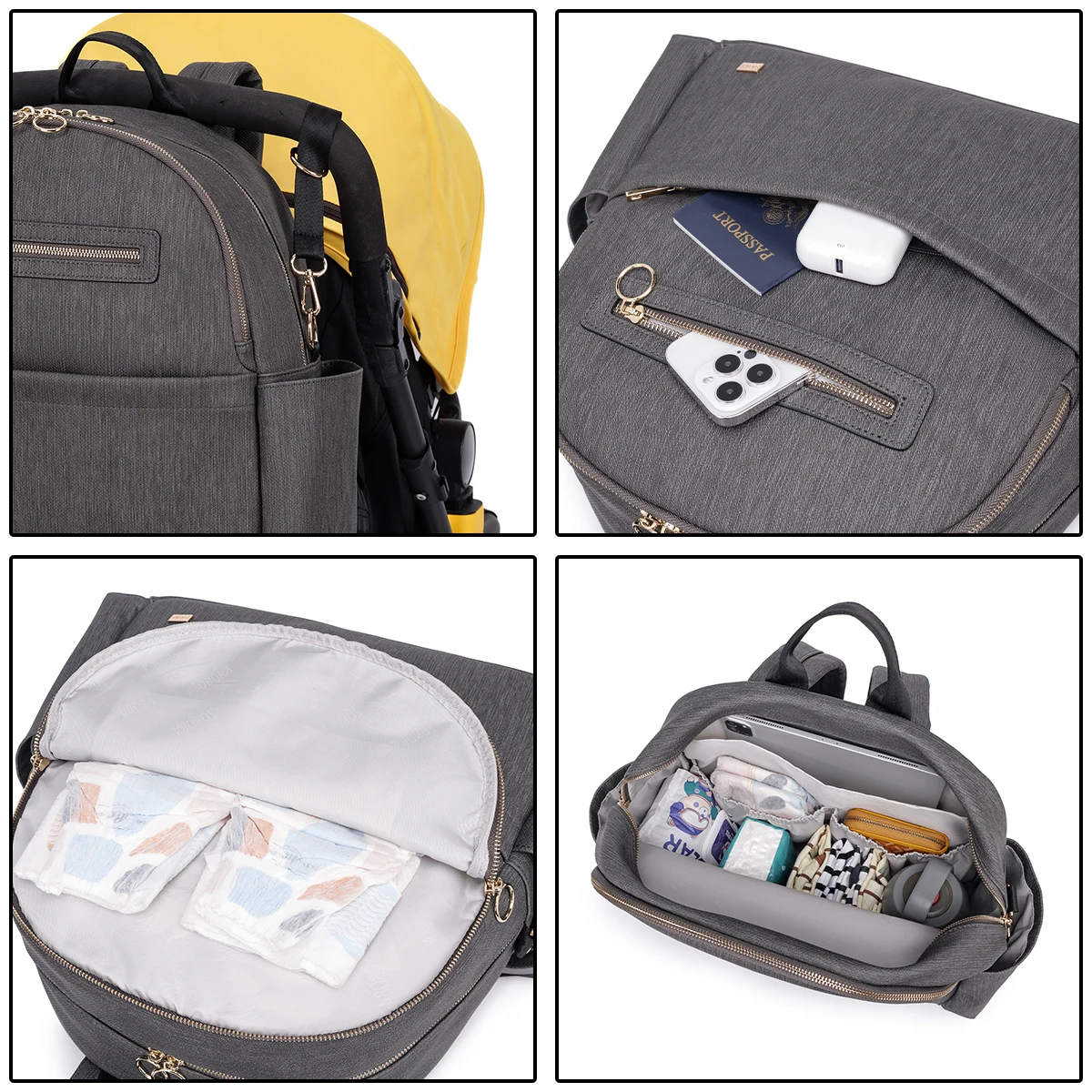 soboba sac à couches étanche pour nouveau né bébé avec étui à sucette grande capacité sac à dos de voyage à langer lisse