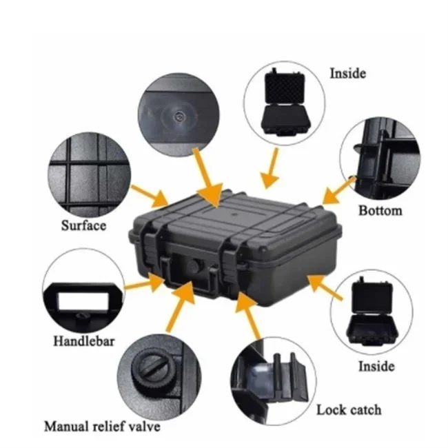 mallette de transport rigide en plastique abs, 9tantool box, Équipement de sécurité, mallette à outils portable, degré porteurs, mallette à outils en mousse