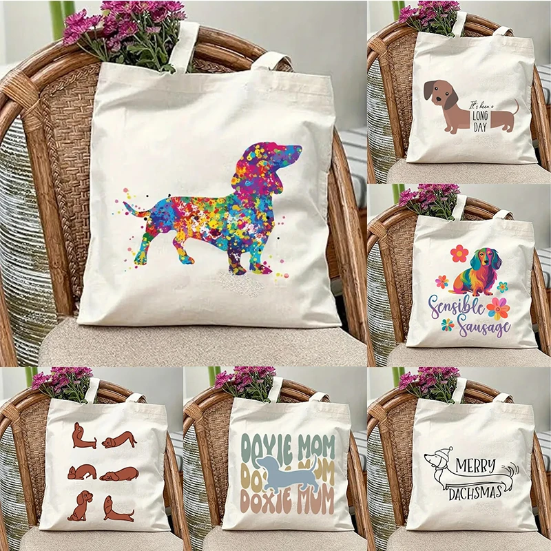 Sac fourre-tout chic en toile teckel – Sac à main durable et élégant Y2k de grande capacité pour le shopping, les voyages, les pique-niques et les fêtes