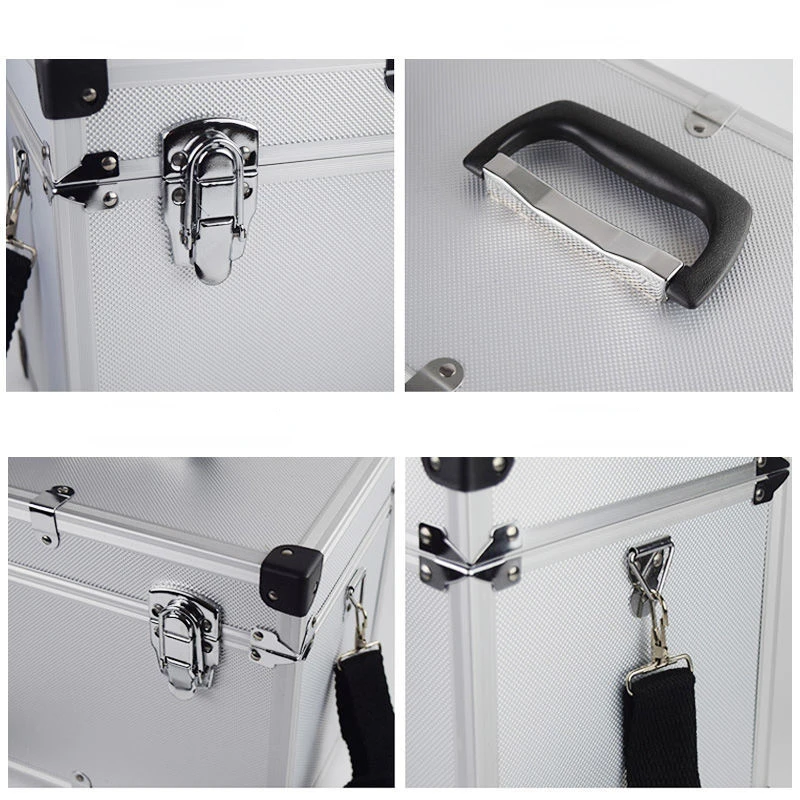 grande boîte à outils portable en aluminium pour équipement de sécurité, mallette de rangement pour matériel, valise avec bandoulière