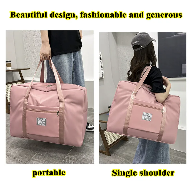 sac de voyage de grande capacité en tissu nylon, multifonctionnel, portable, de rangement, pliable, pour avion