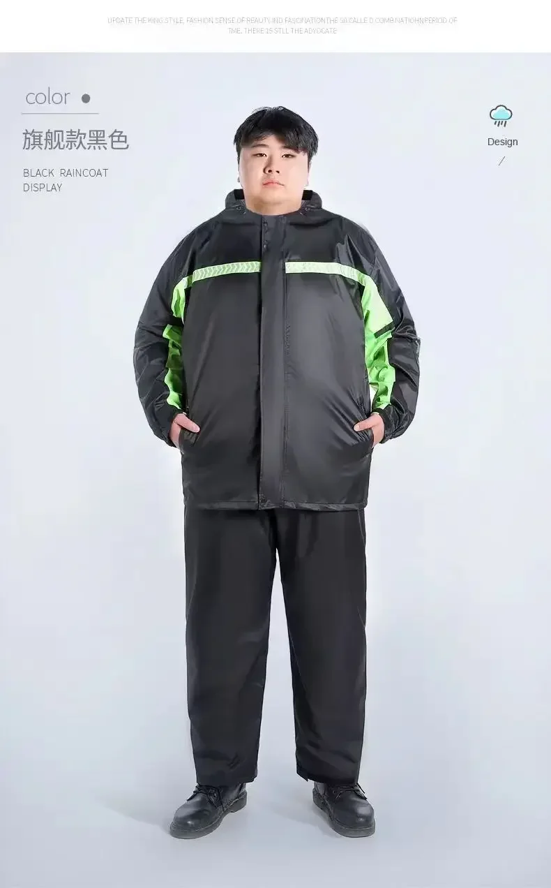 combinaison de pluie pour moto 6xl, ensemble manteau et pantalon imperméables grande taille, équipement d'équitation robuste pour hommes par temps extrême