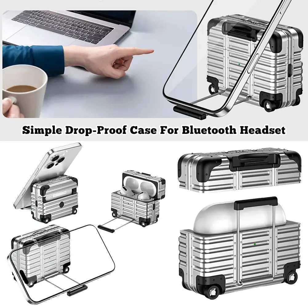 valise individuelle à la mode pour airpods 4/pour airpods pro/pro2, étui de protection pour bagages tendance, étui pour écouteurs anti chute 
