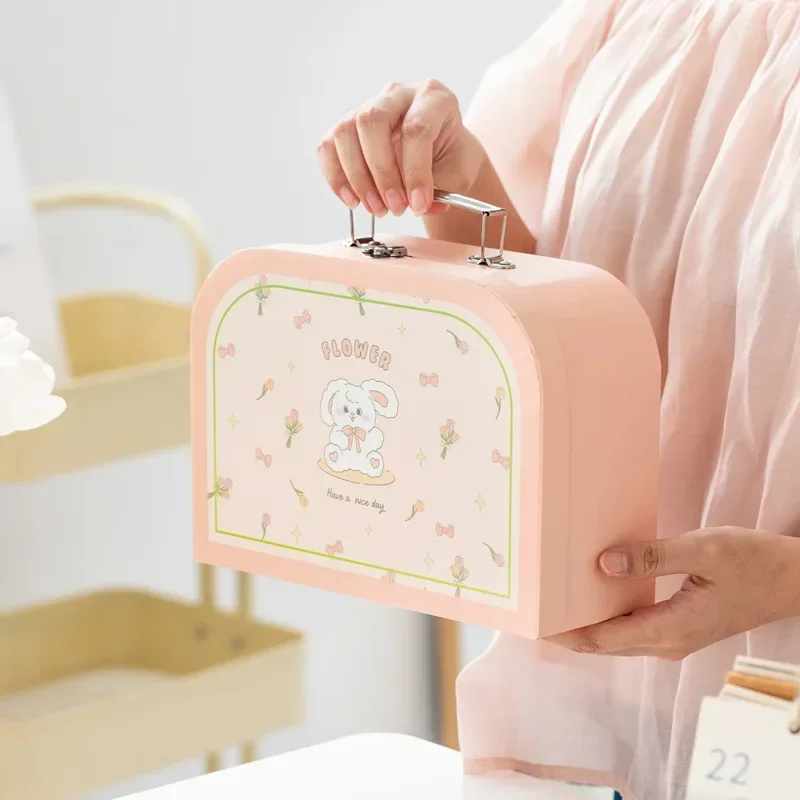 boîte de rangement portable en carton, valise, boîtes en carton, étui, petit, déterminer, cadeau décoratif, papeterie, évaluation, voyage