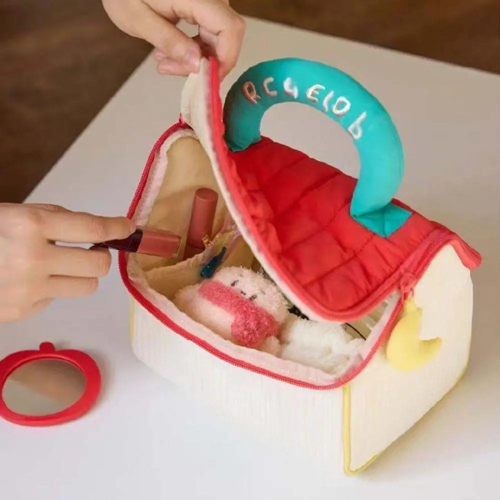 Sac de maquillage de cabine mignon de grande capacité, étui carré Kawaii pour cosmétiques, étui de rangement Portable en forme de maison