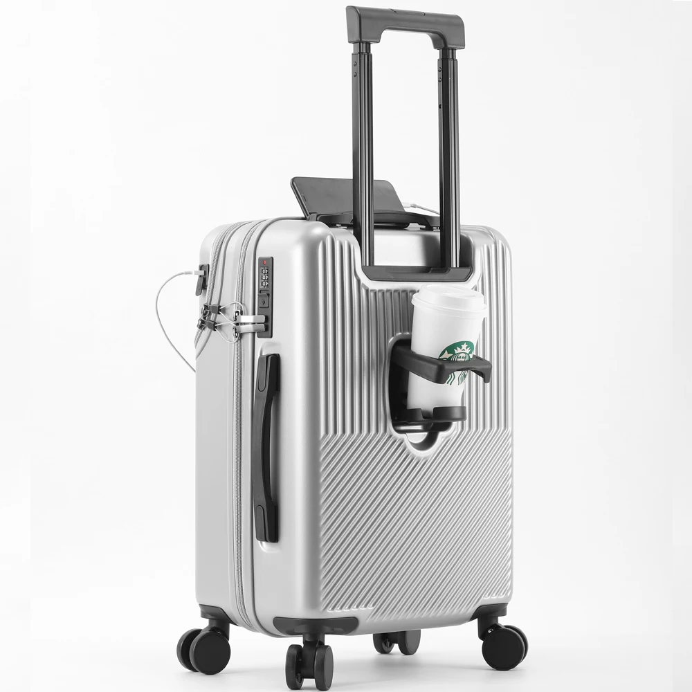 bunnyfly valise bagages valise d'affaires élégante avec porte gobelet compacte 20 pouces légère bagage à main