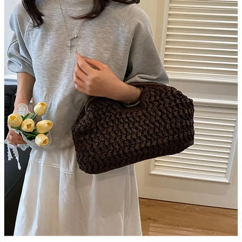 sac à main tissé élégant pour femmes, sac sous les bras en paille de plage, sacs à bandoulière polyvalents et exquis, sacs de soirée pour cadeaux pour femmes