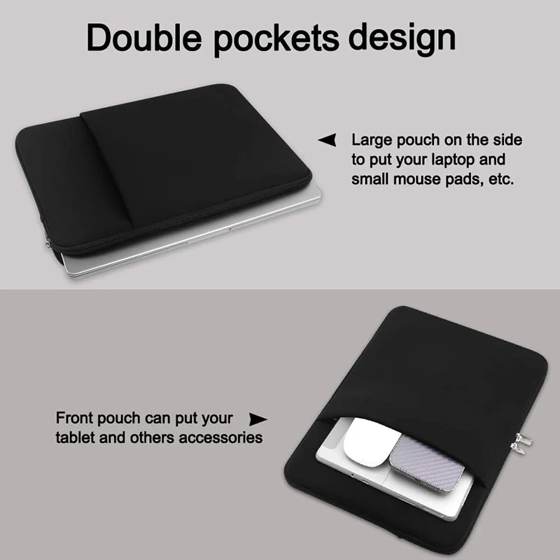 Étui pour ordinateur portable pour macbook air pro 13 14 15.6 xiaomi lenovo asus dell hp, housse pour ordinateur portable 13.3 pouces, étui de protection noir gris