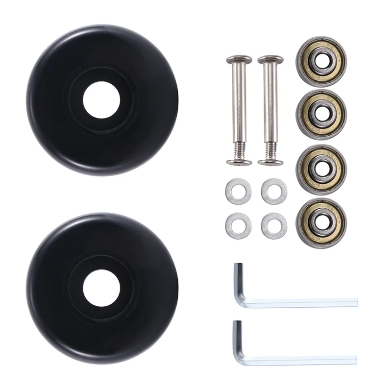 roues de remplacement pour valise à bagages 55mm x 18mm, roulettes pivotantes en pu, roulements en acier au carbone, kits de réparation black at64