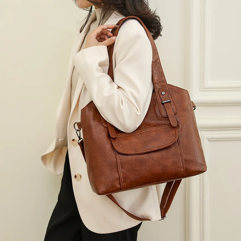 sacs à main en cuir souple de luxe pour femmes, sacs à bandoulière rétro de créateur, sac messager initié pour dames, grande capacité, nouveau, 2024