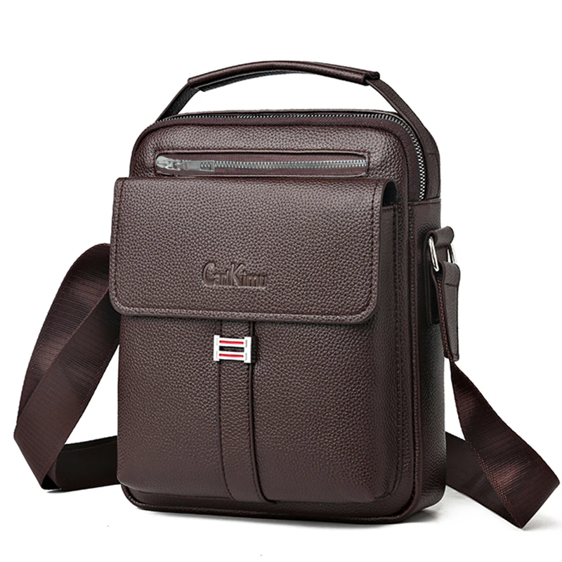 sac à bandoulière texture cuir véritable pour hommes, sac d'affaires, sac à main d'ordinateur de grande capacité, sac de conférence