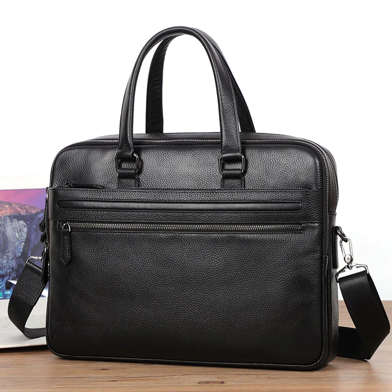 porte documents en cuir pour hommes, sac à main de grande capacité pour ordinateur portable, sacs à bandoulière en cuir véritable de bonne qualité, sacs d'affaires