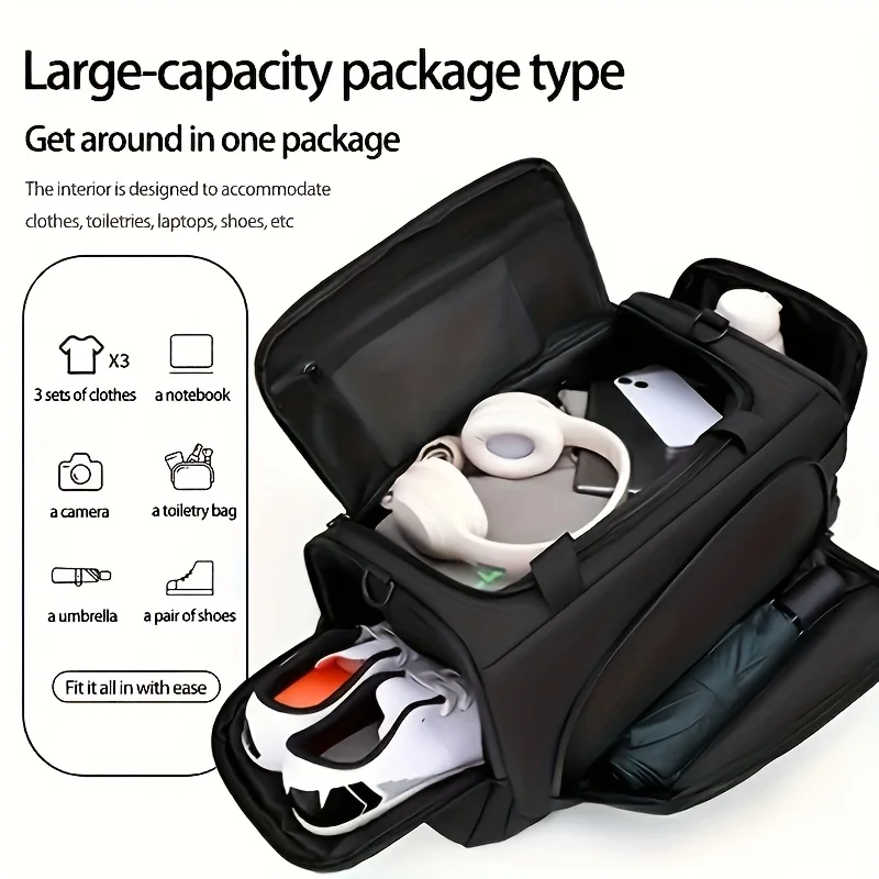 sac à bagages multifonctionnel de grande capacité avec plusieurs compartiments, adapté au fitness, aux voyages et aux voyages de nuit