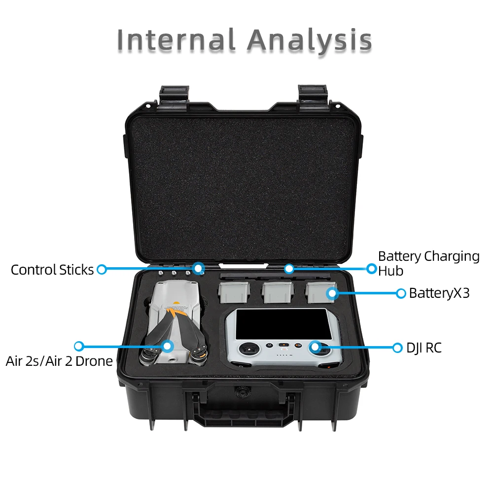 valise rigide pour dji air 2s, boîte de rangement d'accessoires pour dji air 2s /mavic air 2, valise à bandoulière portable