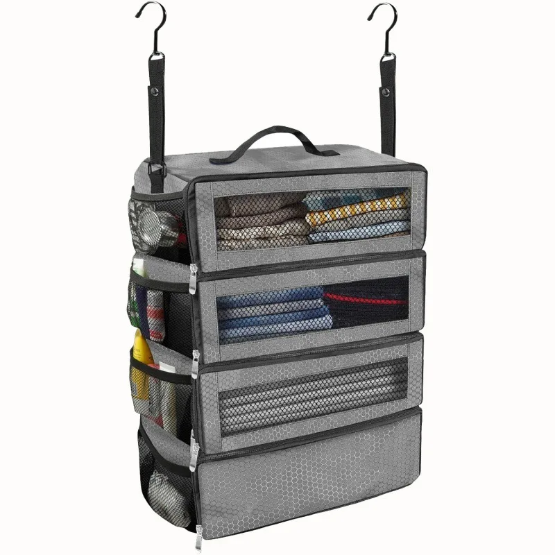 organisateur de valise, organisateur de bagages de voyage de grande capacité, étagère suspendue, emballage cube placard, sacs de rangement pliables suspendus