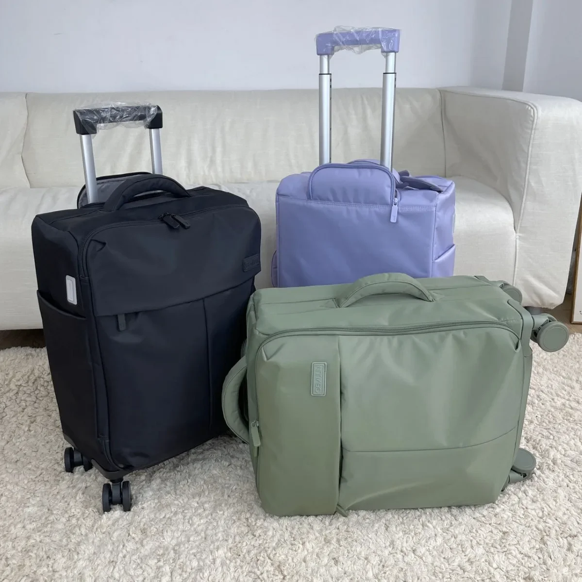 Valise à roulettes multifonctionnelle de grande capacité pour femmes, sac à bagages de voyage ultra léger, valises en nylon imperméables, sac à main d'affaires