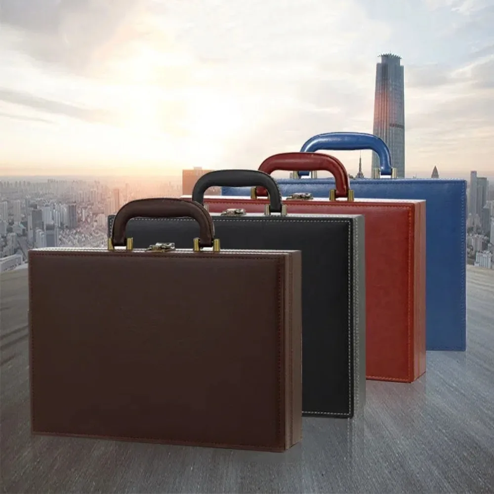 boîte de livraison de salle en cuir pu pour loisirs, boîte de rangement de documents portable d'affaires, valise multifonctionnelle pour hommes et femmes