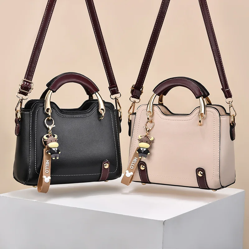 sac à main chic en forme de coquille pour femmes, sac à bandoulière simple, matériau pu tendance, taille moyenne, couleur contrastée, sac à la mode