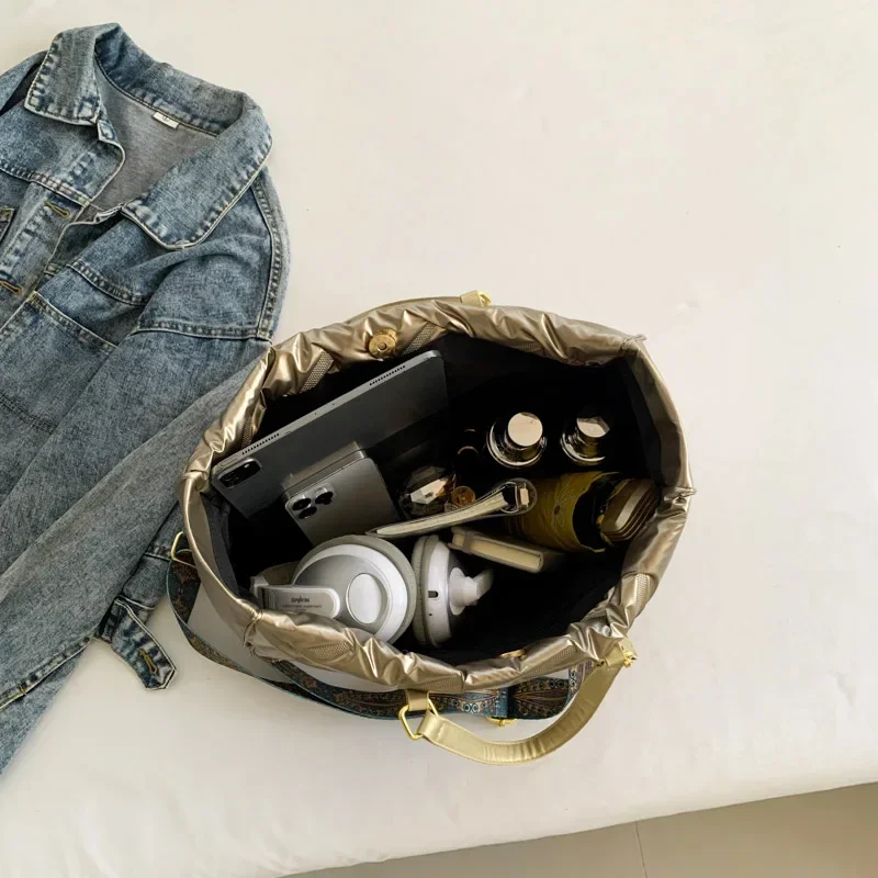 sacs à main matelassés rembourrés pour femmes, grand fourre tout, sac à bandoulière en duvet de coton, nylon, luxe, mode, designer, hiver, initié