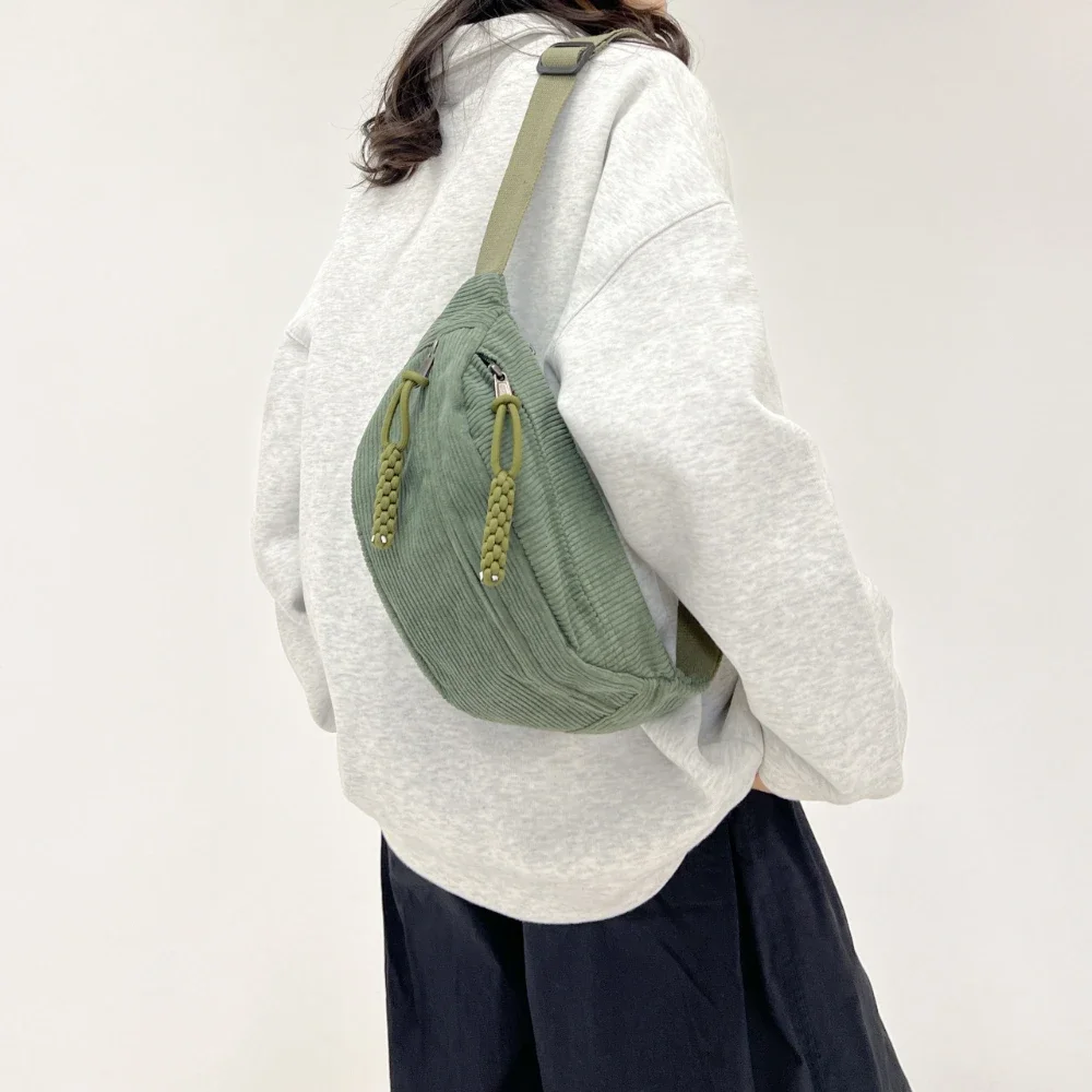femmes taille pack grande capacité velours côtelé fanny pack style de rue sac de poitrine mode épaule sacs à bandoulière décontracté taille ceinture sac