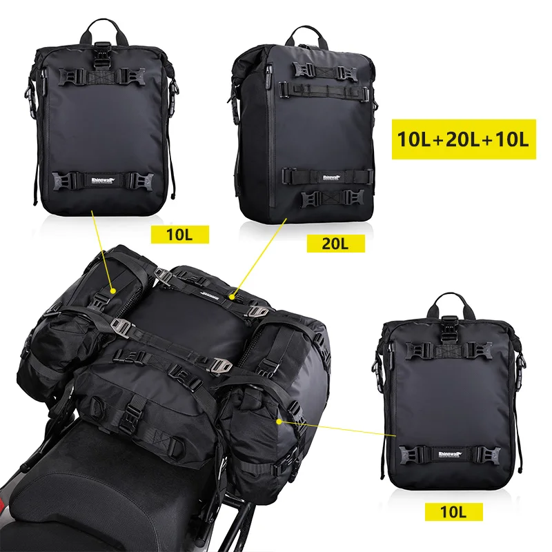 pack de bagages pour moto, sac de siège arrière multifonction étanche pour motocross 10l 20l 30l, sac à dos d'équitation en plein air