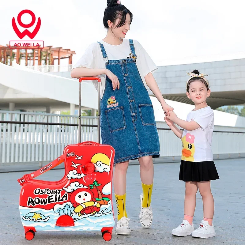 voyage enfants bagages dessin animé équitation boîtier de chariot valise d'équitation pour enfants peut s'asseoir et monter bagages roulants cadeau sacs de voyage