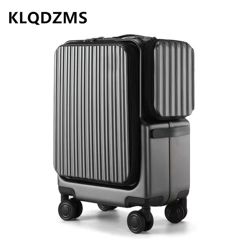klqdzms valise à main ouverture avant mallette d'embarquement pour ordinateur portable 20 pouces boîtier de chariot de chargement usb boîte de mot de passe bagage de cabine