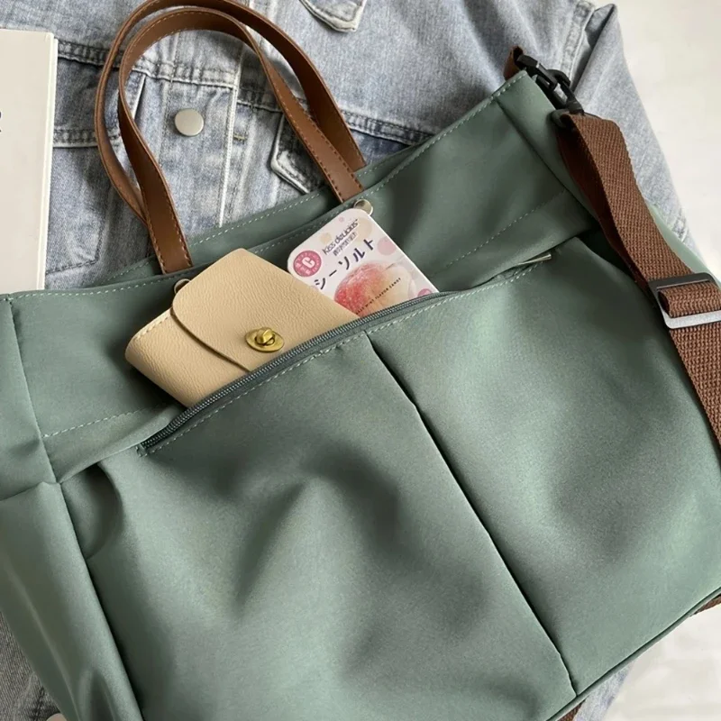 sac à main élégant en nylon, poches multiples, grande capacité, fourre tout pour femmes, sac à bandoulière léger et décontracté, shopping quotidien
