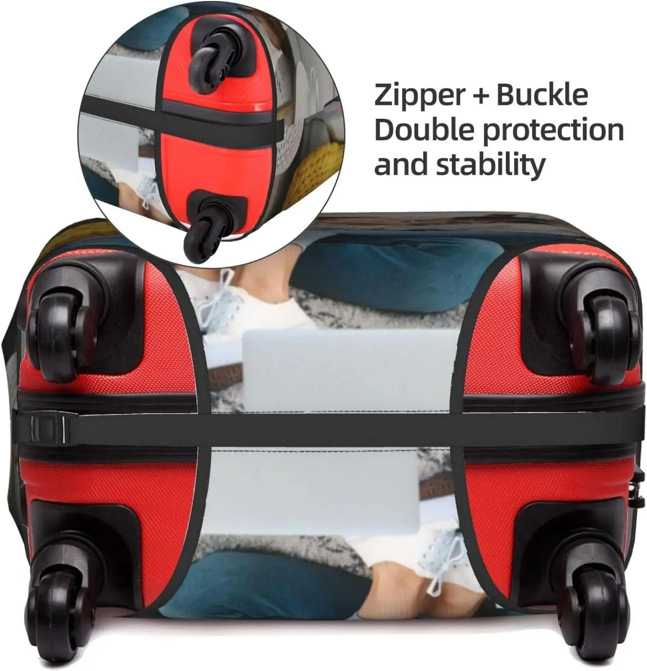juste de bagage personnalisée avec photo et texte, protection de valise élastique personnalisée, lavable, double face, 1 pièce
