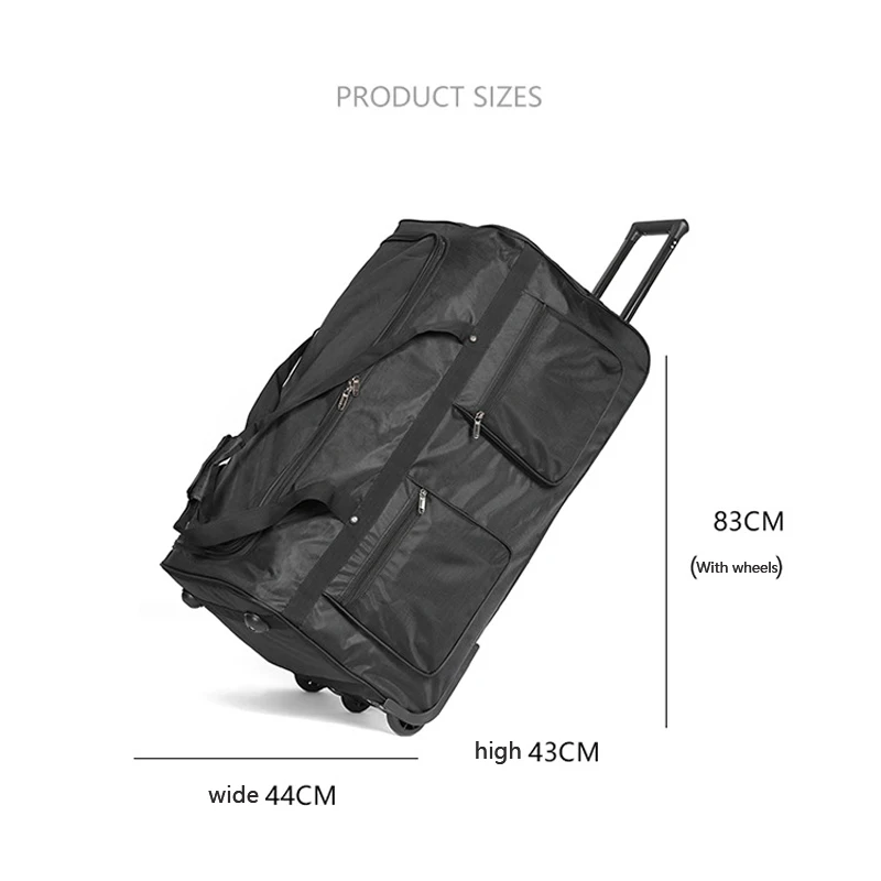sacs à roulettes oxford de grande capacité, valise de voyage à roulettes, sac polochon étanche, valise à roulettes, 150l
