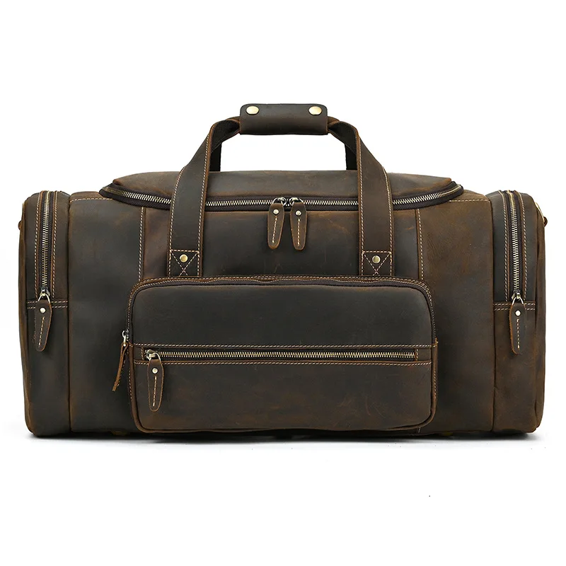 sac à bagages en cuir de grande capacité pour hommes, sac de voyage, sacs de week end sur les bagages de nuit, sacs à main pour hommes