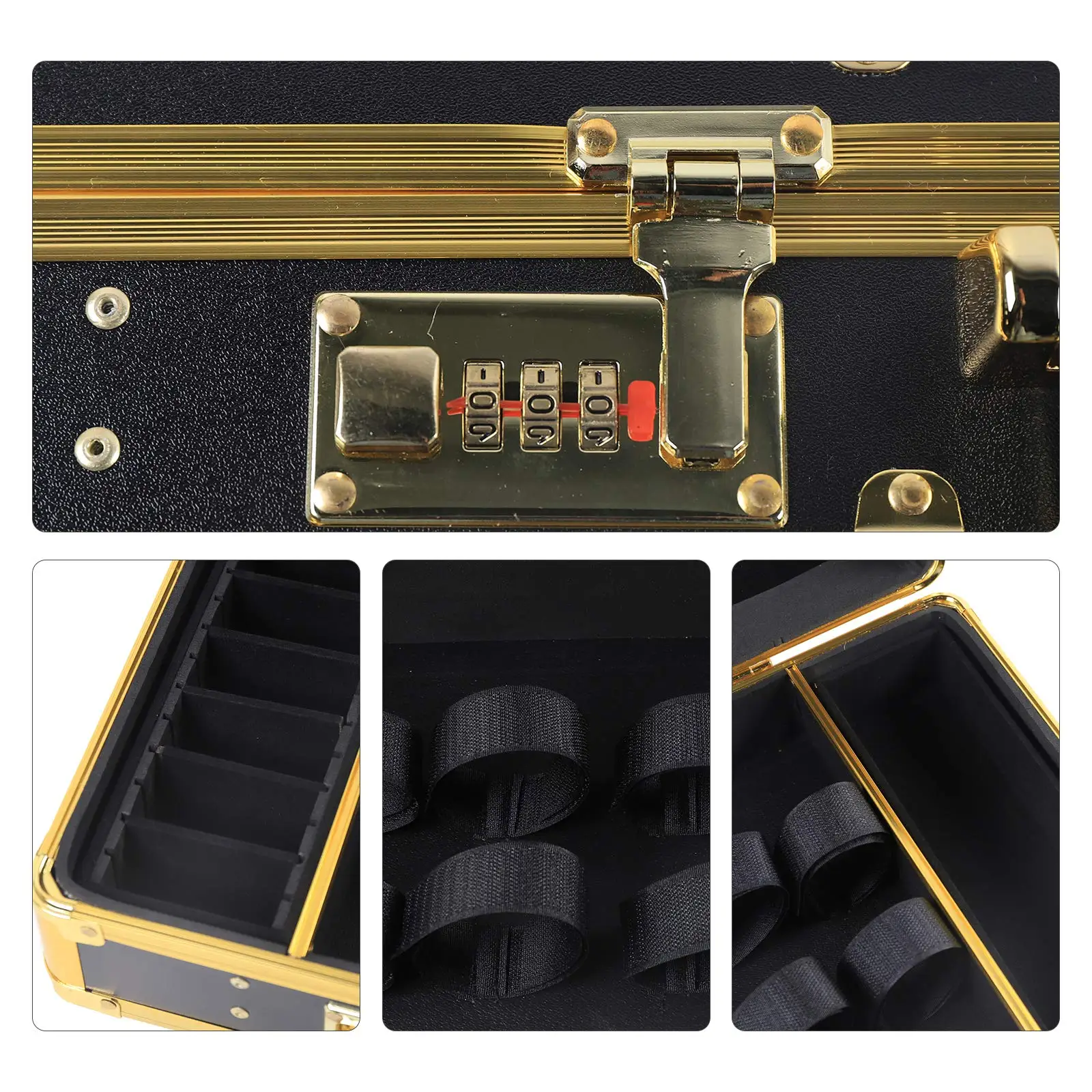 mallette de rangement pour outils de coiffure, valise en aluminium doré, boîte à outils de voyage professionnelle, grande capacité, transport de cosmétiques de beauté