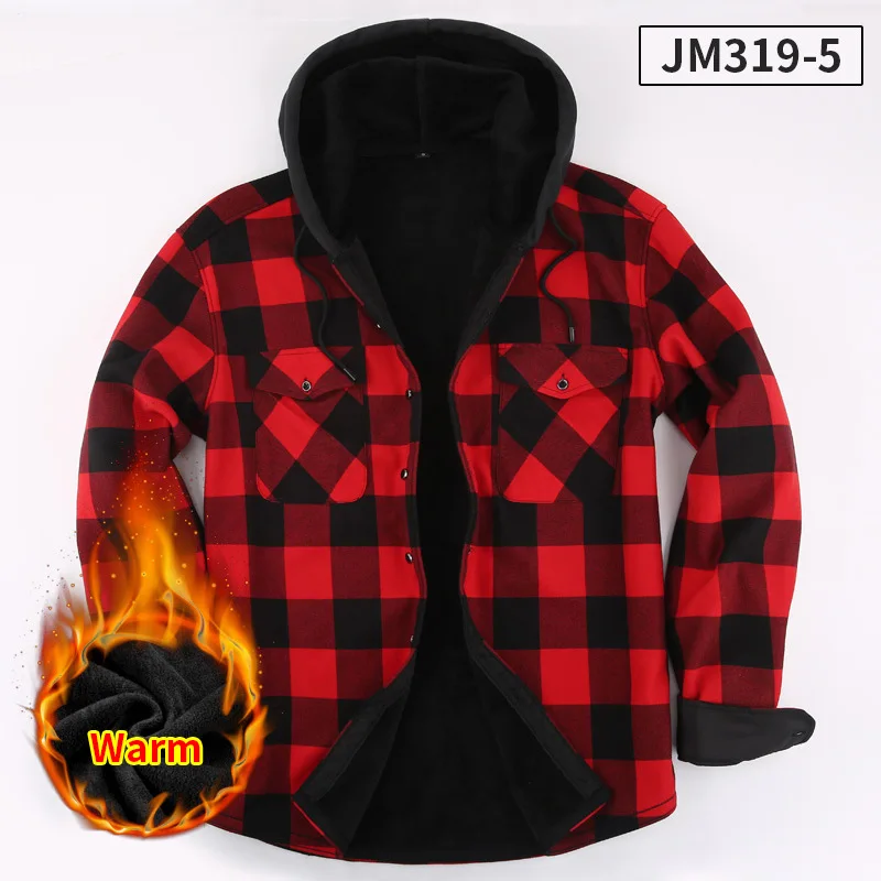 Chemise à manches longues pour hommes, taille américaine, automne hiver, chaud, polaire épaisse, plaid, grande taille, mode, fer gratuit