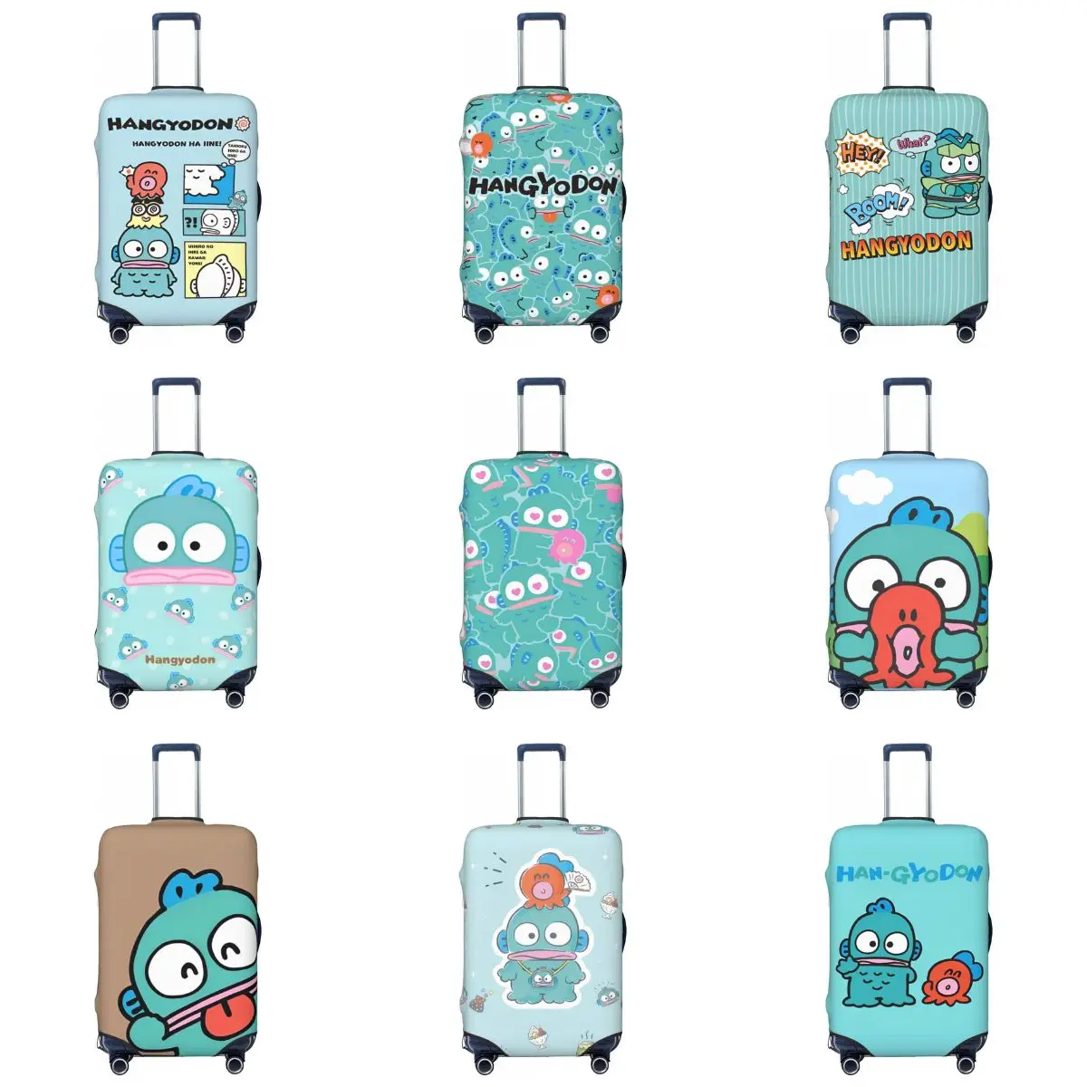 Hangyodon – housse de valise de dessin animé, voyage de croisière, vol amusant, fournitures de bagages, Protection