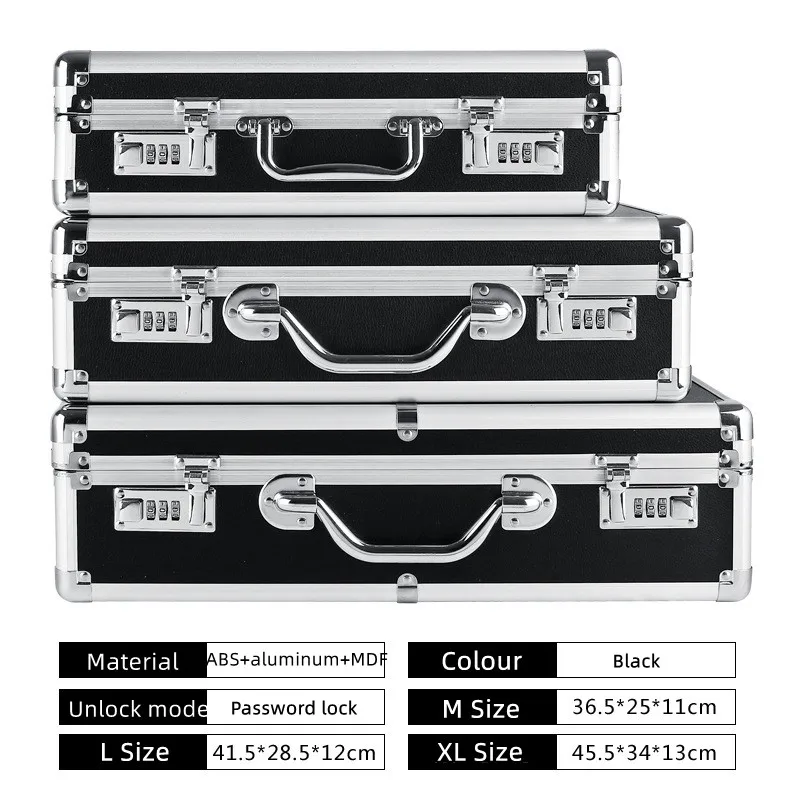 boîte à outils en aluminium, valise portable avec mot de passe, équipement, étui rigide, boîte à outils de protection de sécurité pour instruments, organisateur