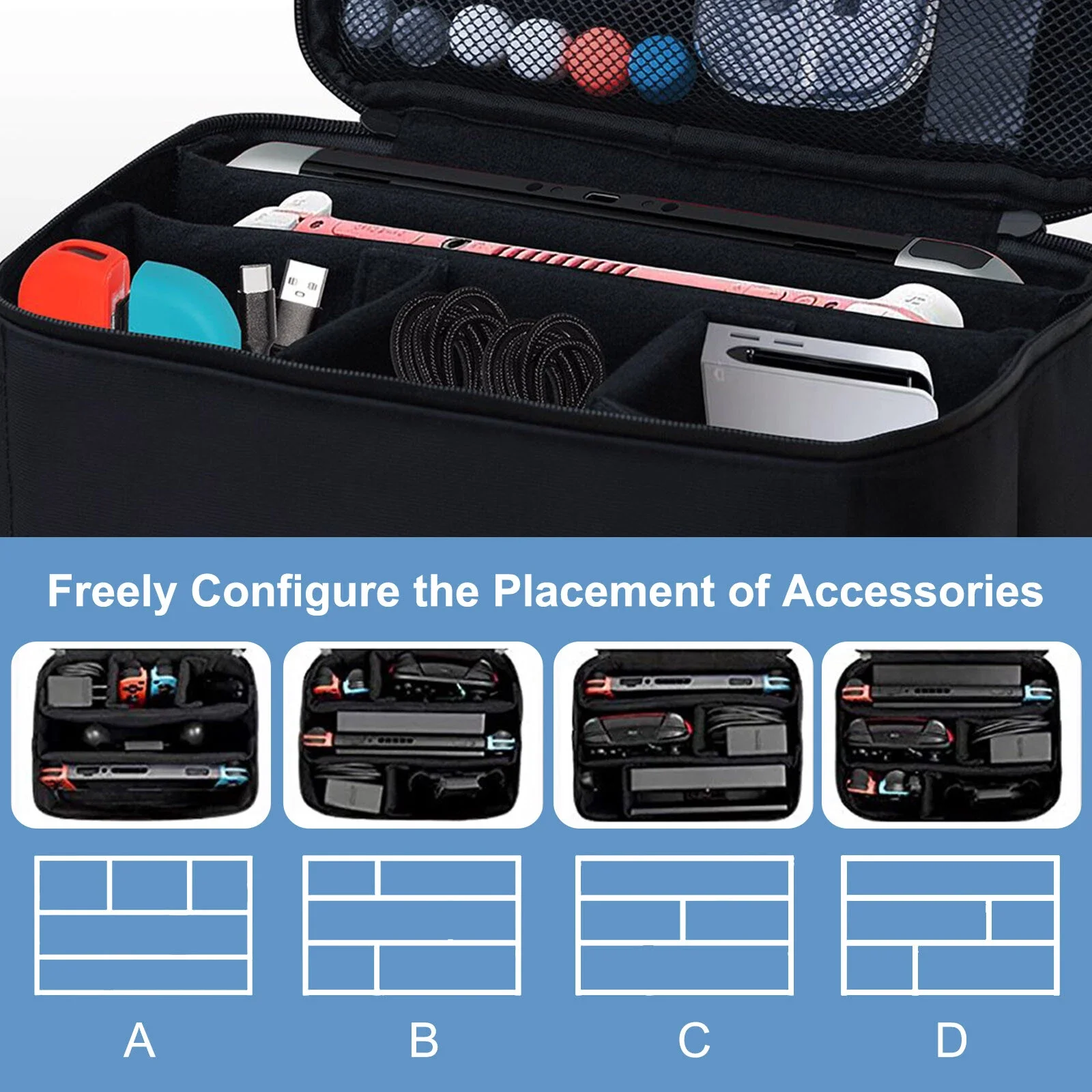 convient pour le sac de voyage oled pour interrupteur/interrupteur, étui de protection souple, étui pour interrupteur portable, compartiment détachable