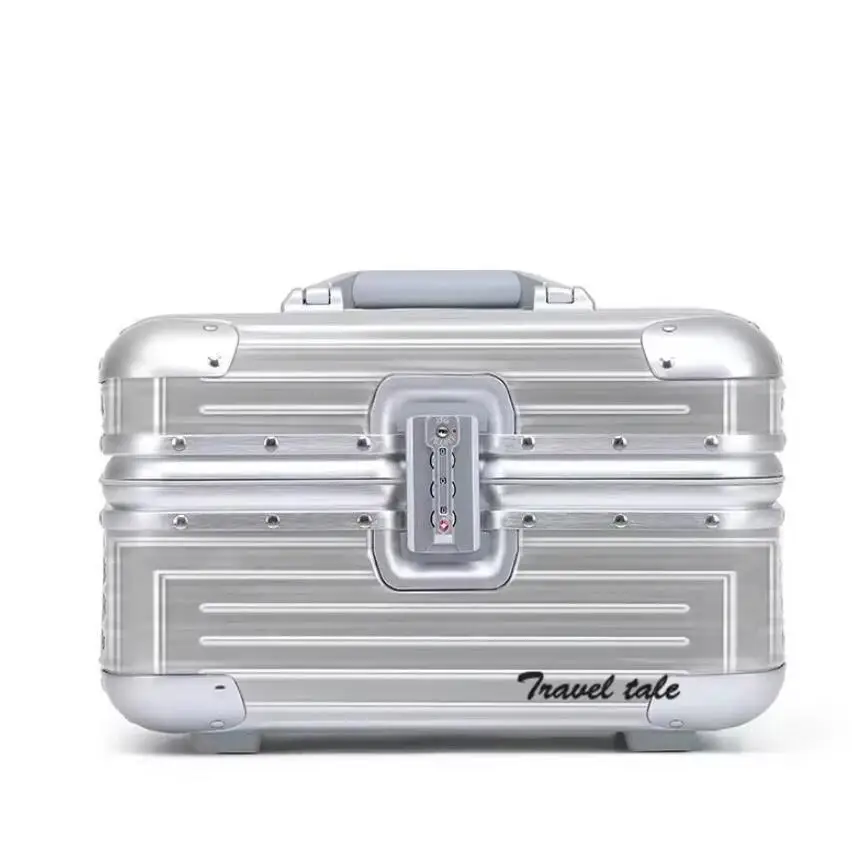petite valise à main en aluminium, cabine dure, étui à cosmétiques, bagage personnel furtif