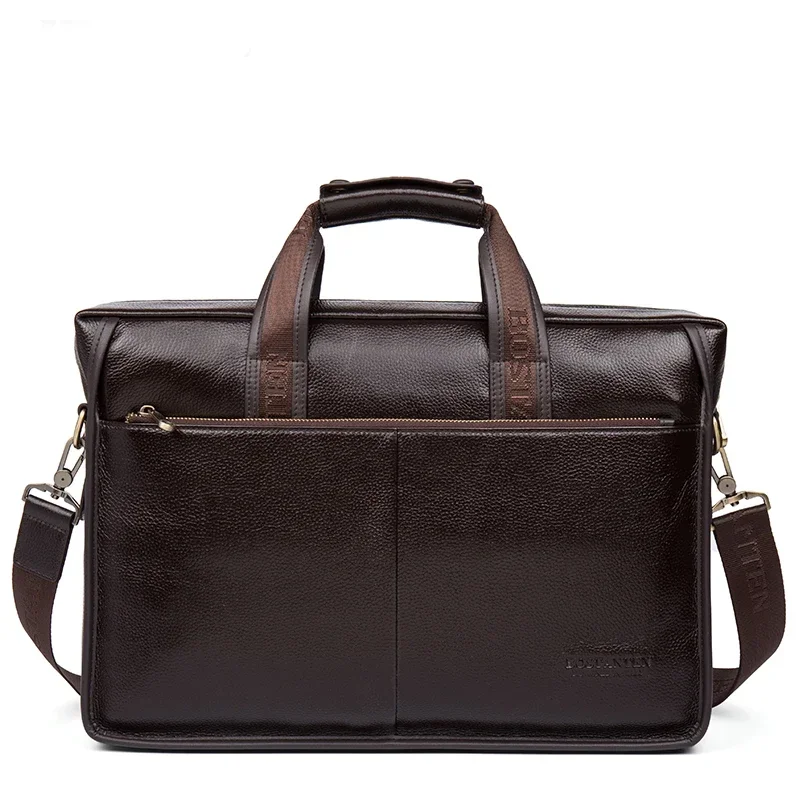 sac à main en cuir de vache 100% véritable pour hommes, sacoche à bandoulière, fourre tout, porte documents pour ordinateur portable, 14 pouces