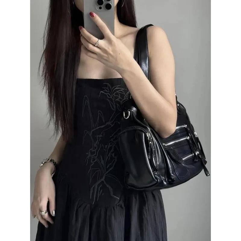 vintage noir sacs à bandoulière sac à main femmes haute rue poche chic y2k sac à main femme harajuku décontracté sacs à bandoulière 2025