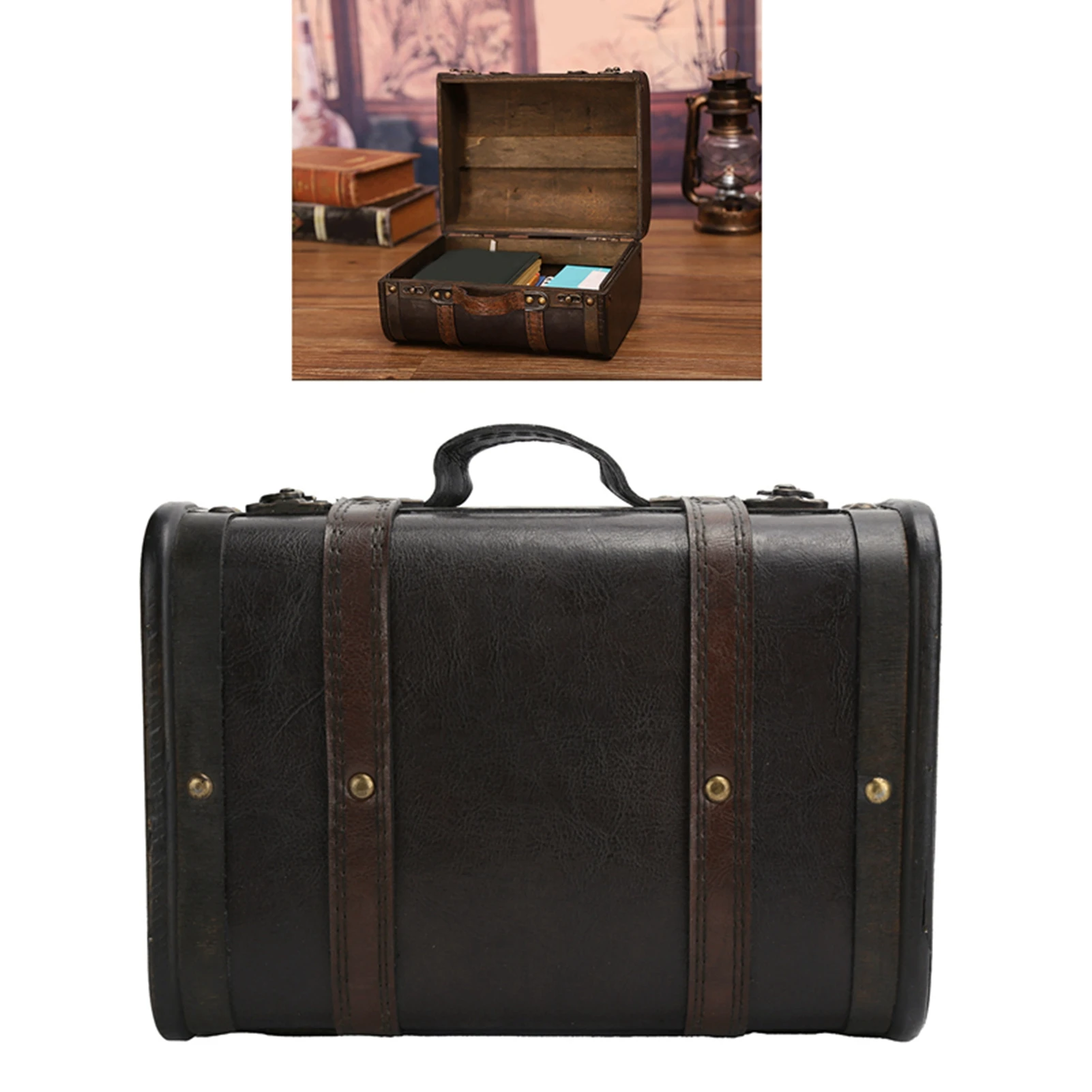 valise de rangement en bois rétro, décoration de studio, vitrine, accessoires de photographie