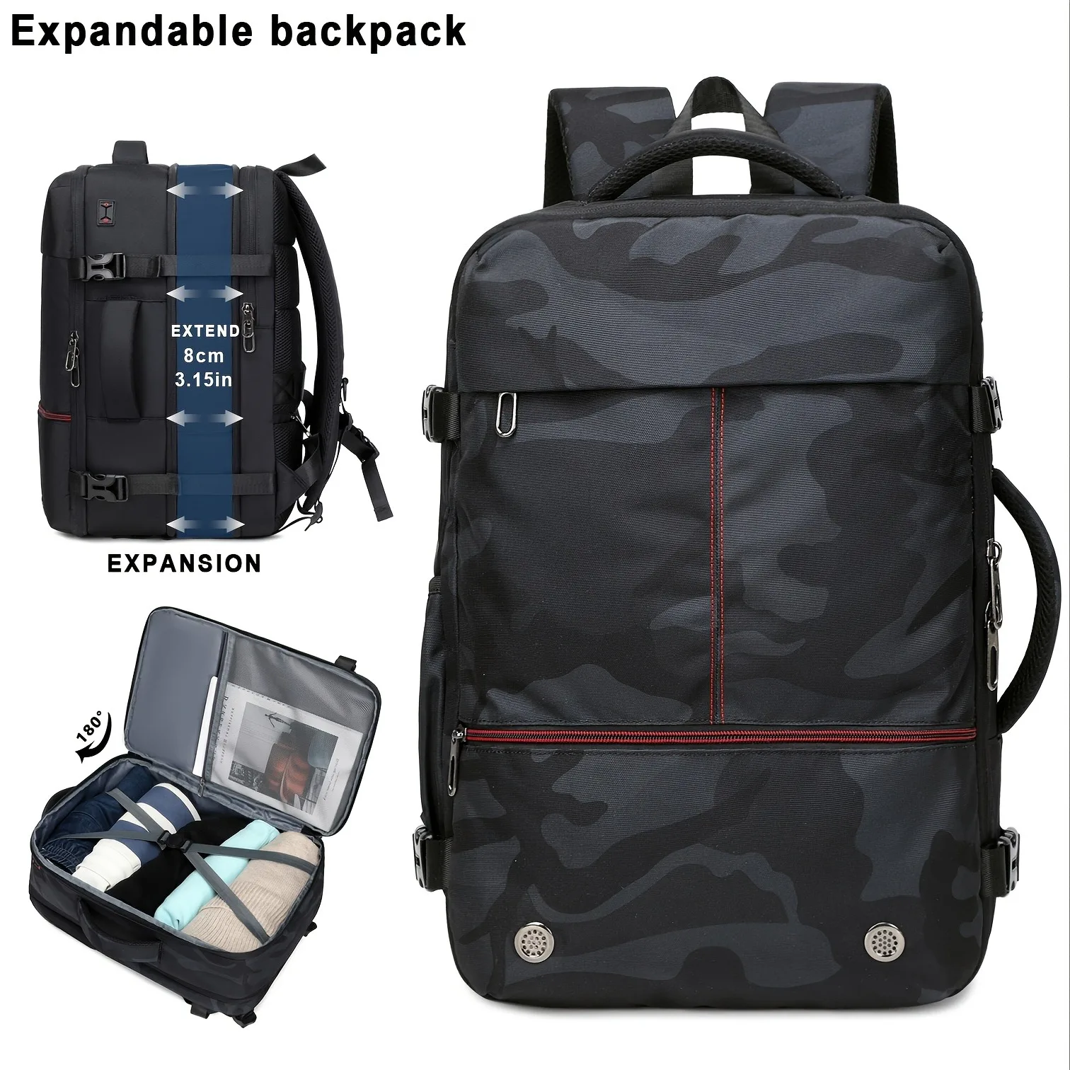 sac à dos de voyage extensible 40l, sac à dos extensible, bagage à main de grande capacité sac de week end, sac à dos de voyage, sac pour ordinateur portable