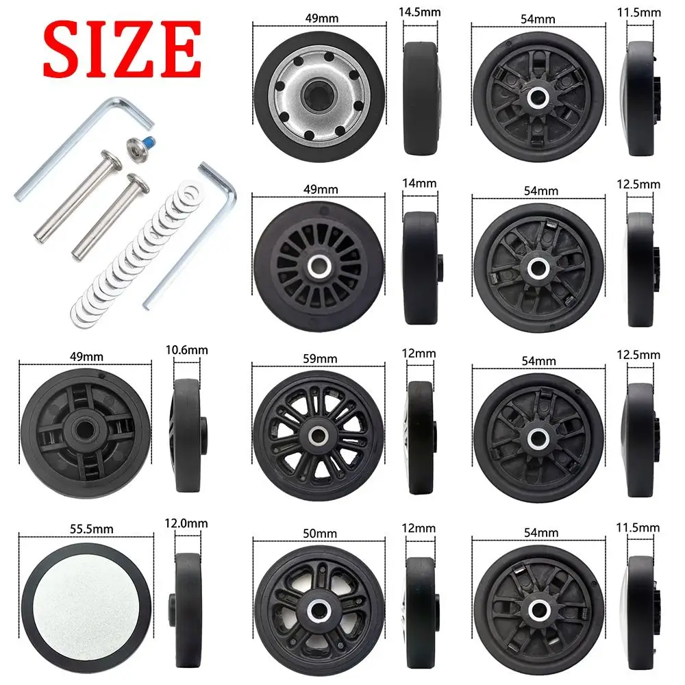 roues de valise universelles avec vis, 2 pièces, pièces de valise, essieux de remplacement, roues de bagages de voyage, kit de réparation de roulettes