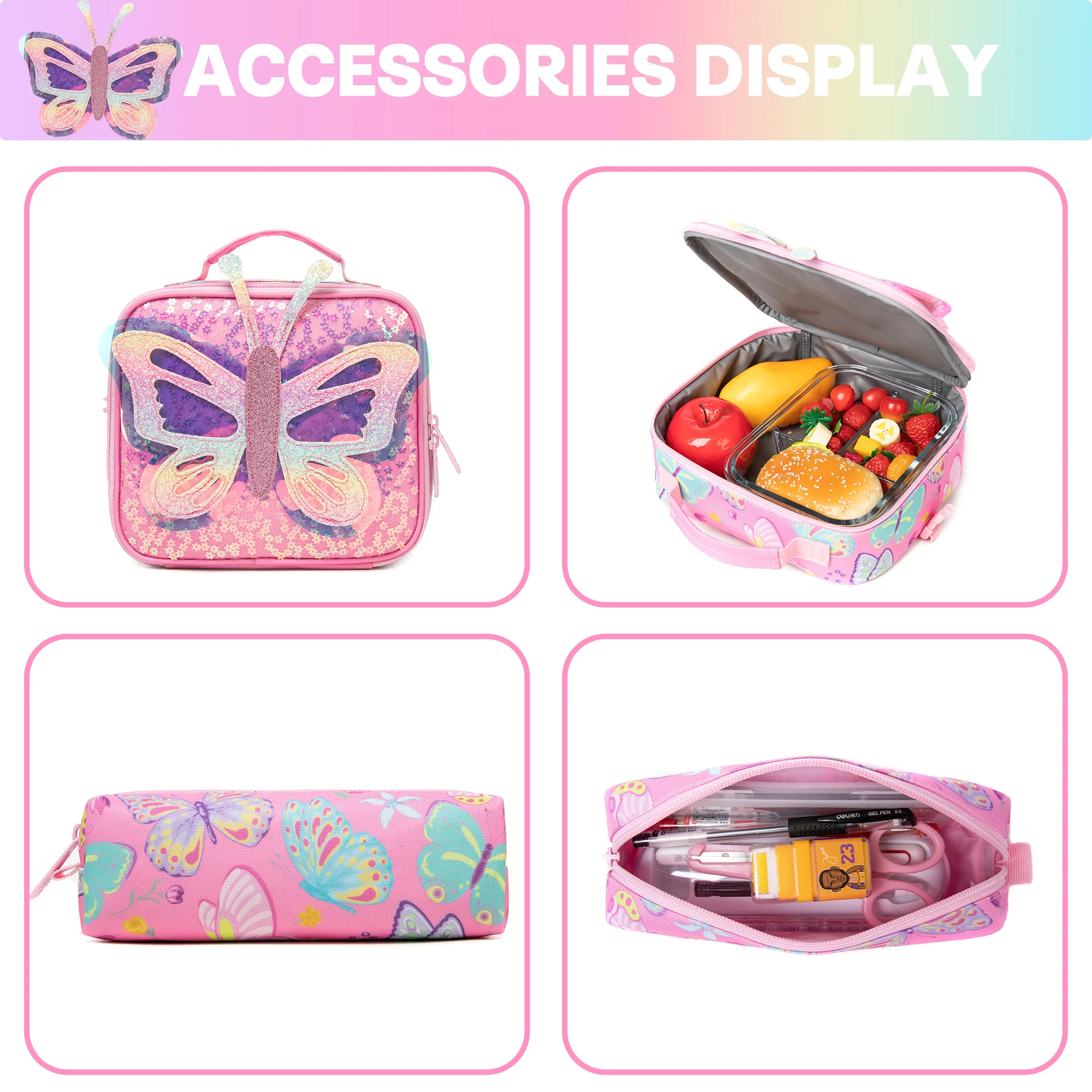 nouveau sac à dos pour enfants à la mode et mignon de grande capacité et léger avec sac à déjeuner trousse à crayons adaptée à l'école