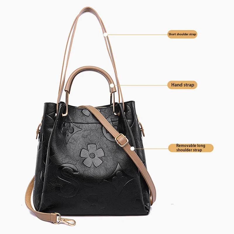 sac à main pour femme, sac fourre tout en relief haut de gamme, sac seau de grande capacité, sac de belle mère hydrofuge, sac à bandoulière à la mode