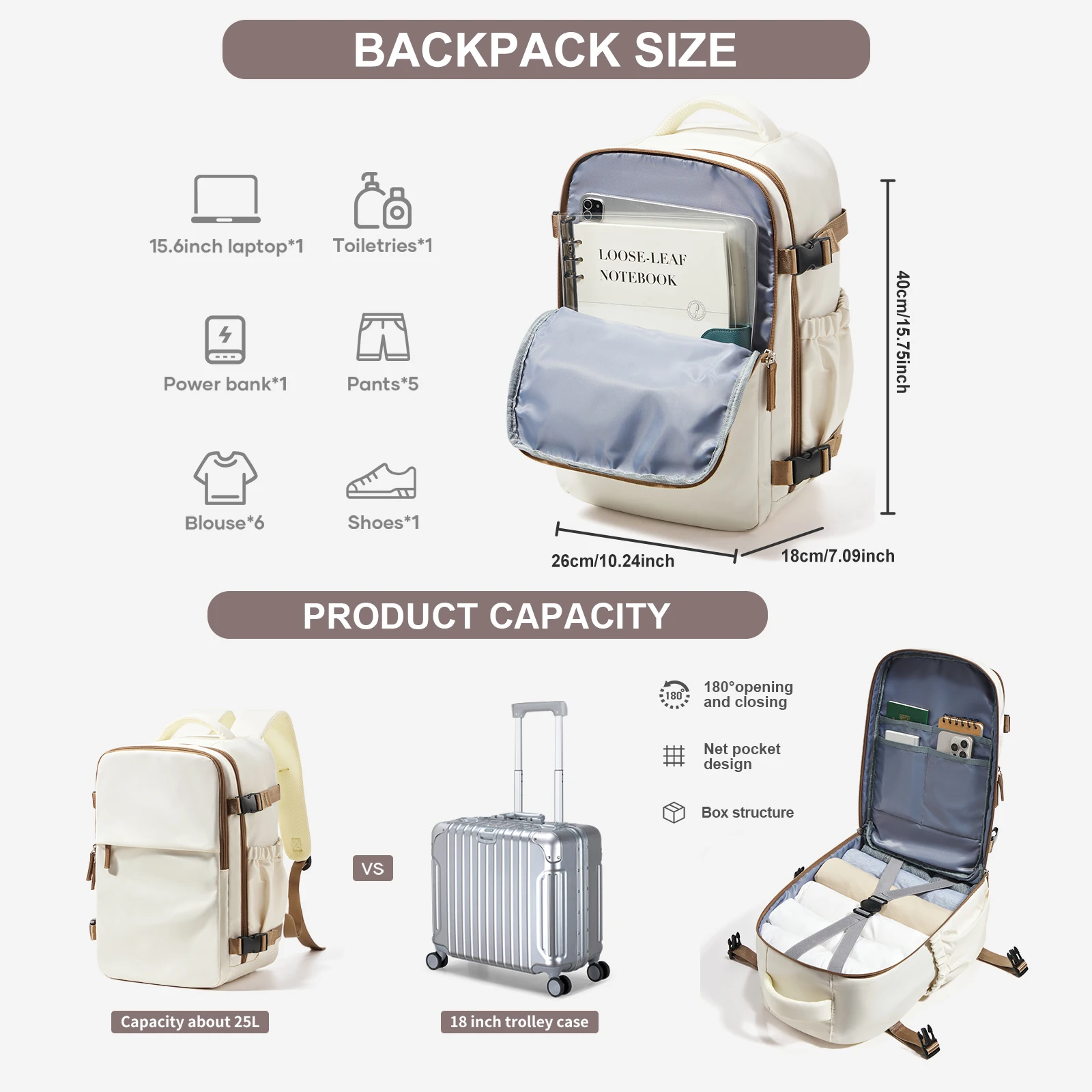 sac à dos de voyage pour avion de cabine 40x30x20, sac à dos de cabine pour bagages à main wizzair 40x30x20, sacs à main pour ordinateur portable 15.6 pouces pour hommes et femmes